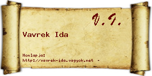 Vavrek Ida névjegykártya